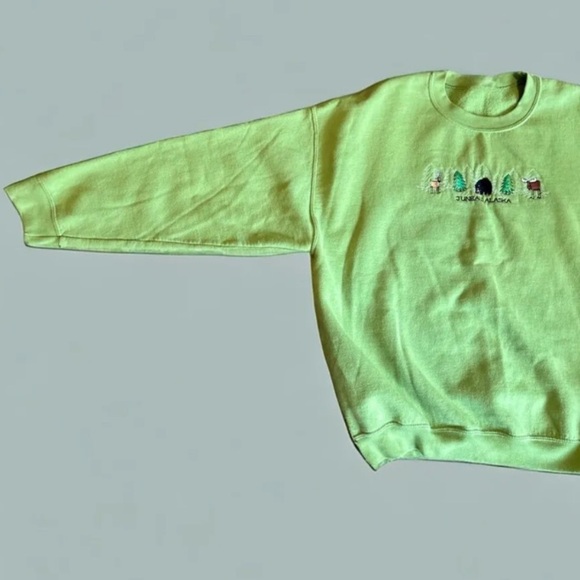 Emboidered Vintage Xl Alaska Sweatshirt Green - Picture 6 of 6